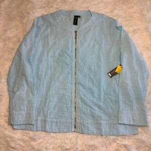Focus‎ Garment Dyed Jacket Womens Long Sleeve Full Zip Textured Blue